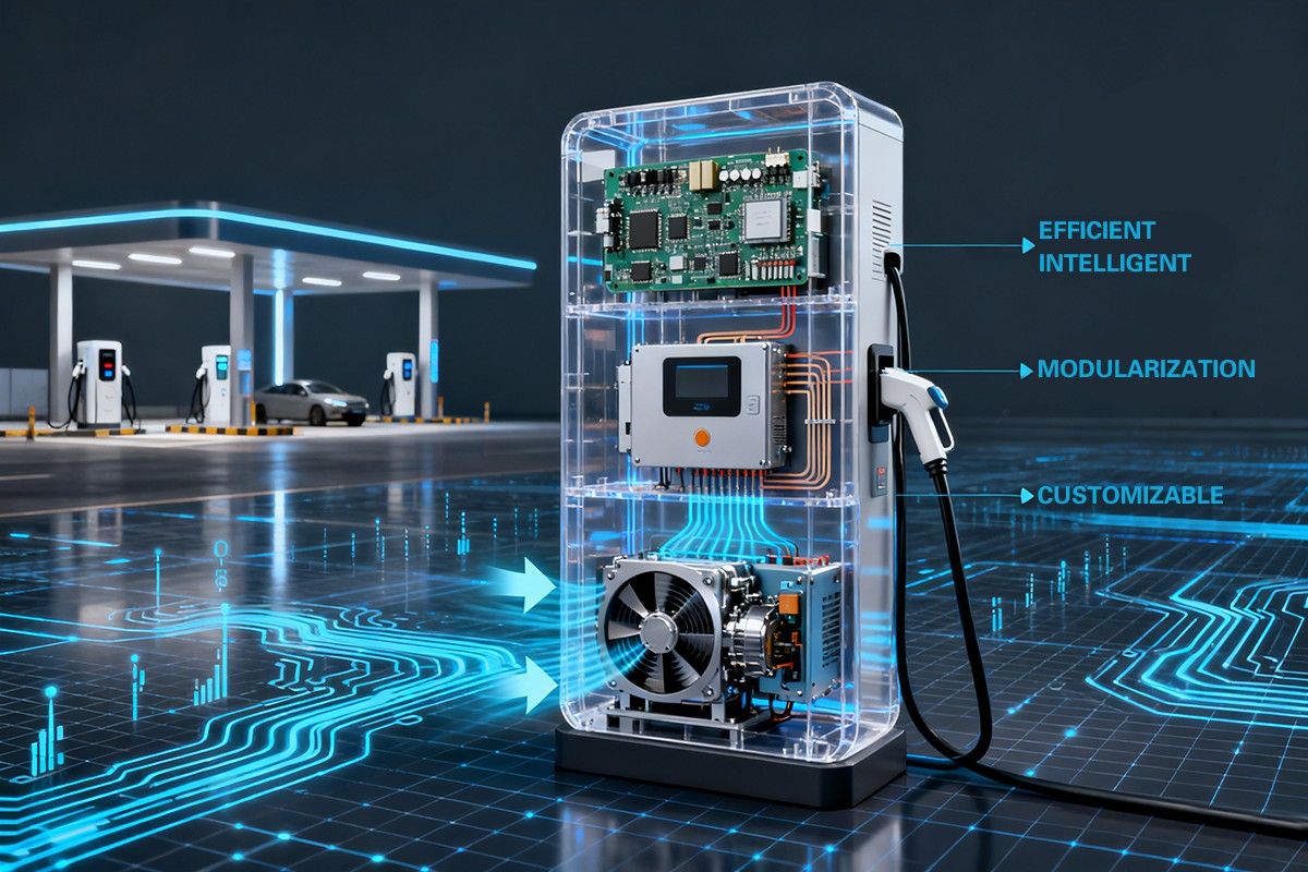 Air Cooled DC Fast Charger Internal Structure Architecture and Brand Customizable Components
