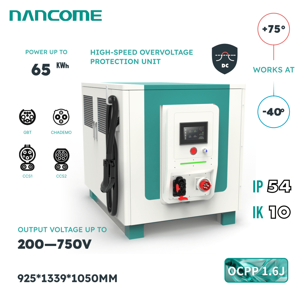 Commercial 65KWH Portable Emergency Mobile Ev Dc Electric Cars Charger Fast Charging Stations System Ccs2 Power Banks