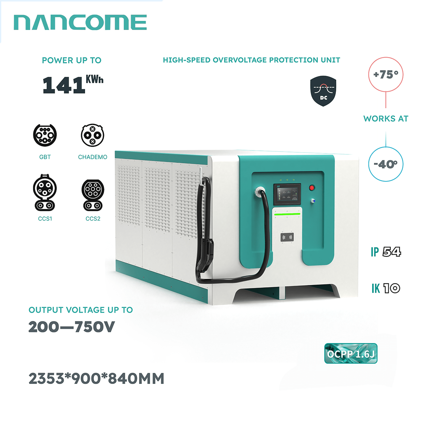 Portable Battery Charging Station 141KWH Fast Charger EV DC Road Rescue Charging Station Portable Mobile Power Station Ccs2